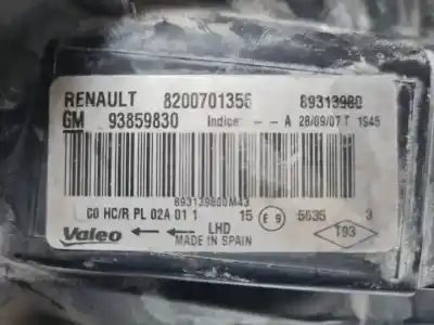 Автозапчастина б/у права фа для renault trafic combi (ab 4.01) m9r780 посилання на oem iam 8200701356 halogeno 89313980 