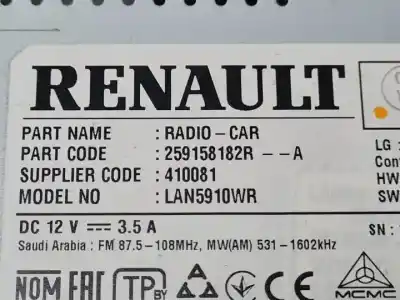 Second-hand car spare part multifunction display for dacia duster ii h4d470 oem iam references 259158182ra  