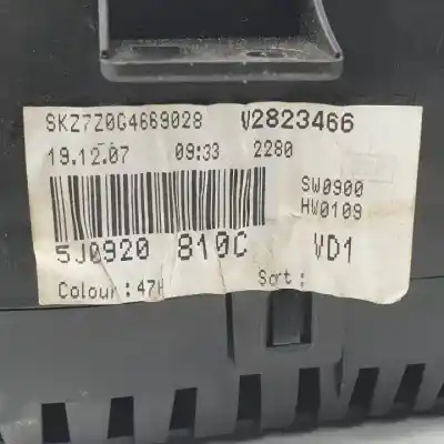 Автозапчасти б/у приборная доска за skoda fabia (5j2) bnv.bnm ссылки oem iam 5j0920810c v2823466 