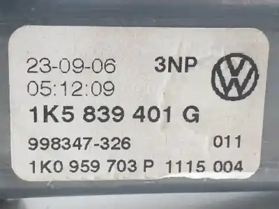 Pièce détachée automobile d'occasion moteur lève vitre arrière gauche pour volkswagen jetta (1k2) bkc.bls.bxe références oem iam 1k5839401g 998347326 1k0959703p 