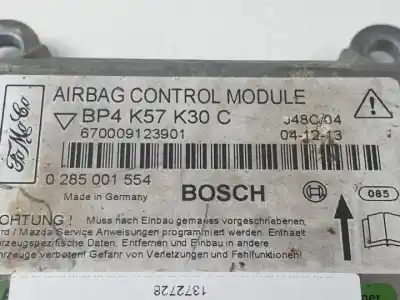 Second-hand car spare part airbag control unit for mazda 3 sedán (bk) 2.0 (bkep) oem iam references 0285001554 bp4k57k30c 