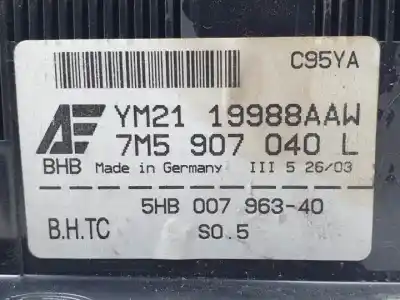 Peça sobressalente para automóvel em segunda mão comando de sofagem (chauffage / ar condicionado) por ford galaxy (vy) e5sb referências oem iam ym2119988aaw 7m5907040l 5hb00796340 