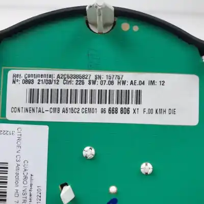 Pezzo di ricambio per auto di seconda mano pannello degli strumenti per citroen c3 8hzdv4td.8hrdv4c.8hz.8hr.8h01 riferimenti oem iam 96668806xt a2c53385827 