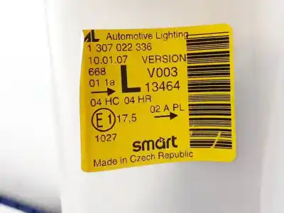 Автозапчастина б/у ліва фара для smart fortwo cabrio 160910 посилання на oem iam 1307022336 halogeno 1305615424 