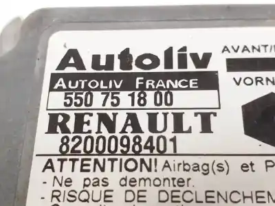 Second-hand car spare part airbag control unit for renault kangoo (f/kc0) k9k700.k9k704.k9k702 oem iam references 550751800 8200098401  Second-hand car spare part airbag control unit for renault kangoo (f/kc0) k9k700.k9k704.k9k702 oem iam references 550751800 8200098401