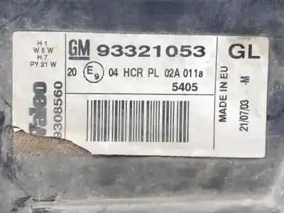 Pezzo di ricambio per auto di seconda mano faro anteriore destro per opel meriva z16se riferimenti oem iam 93321053 halógeno 89308560 