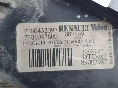 Автозапчастина б/у права фа для renault scenic (ja..) f9q744.f9qq7 посилання на oem iam 7700432097 halogeno 89002987 