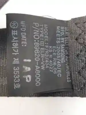 Pezzo di ricambio per auto di seconda mano cintura di sicurezza posteriore destra per kia cee´d (jd) d4fc riferimenti oem iam 89820a6000  
