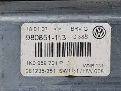 Second-hand car spare part driver left window regulator for volkswagen passat variant (3c5) bmr oem iam references 1k0959701p  