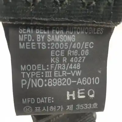 Автозапчастина б/у задній правий ремін безпеки для hyundai i30cw (gd) d4fb посилання на oem iam 89820a6010  