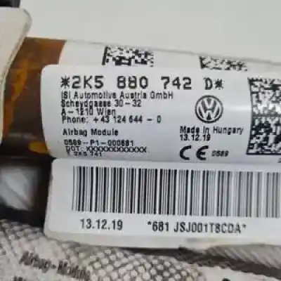 Автозапчасти б/у передняя правая подушка безопасности за volkswagen caddy ocio (sa) (03.2015) dfsd ссылки oem iam 2k5880742d  