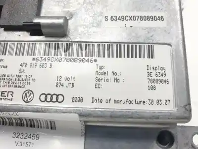 Pièce détachée automobile d'occasion écran multifonctions pour audi q7 (4l) bug références oem iam 4f0919603b  