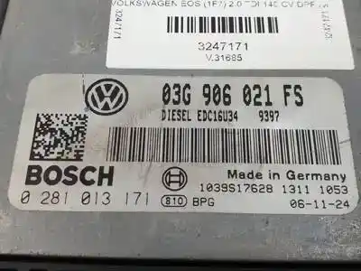 Second-hand car spare part ecu engine control for volkswagen eos (1f7) bmm oem iam references 0281013171 03g906021fs 