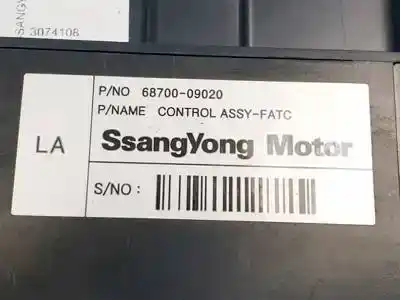 Peça sobressalente para automóvel em segunda mão comando de sofagem (chauffage / ar condicionado) por ssangyong kyron d/d20dt referências oem iam 6870009020  