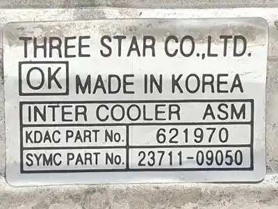 Second-hand car spare part intercooler for ssangyong kyron d/d20dt oem iam references 2371109050 621970 