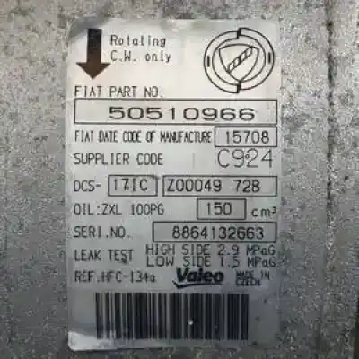 Peça sobressalente para automóvel em segunda mão compressor de ar condicionado a/a a/c por alfa romeo 159 (140) 939a2000 referências oem iam 50510966  