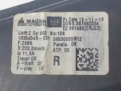 Peça sobressalente para automóvel em segunda mão elevador de vidros dianteiro direito por opel meriva b a14xer referências oem iam 367992034  