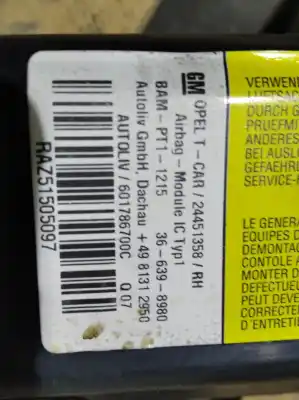 Recambio de automóvil de segunda mano de airbag cortina delantero derecho para opel astra h (a04) 1.7 cdti (l48) referencias oem iam 601786700c  