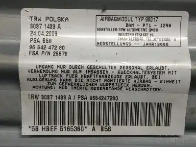 Peça sobressalente para automóvel em segunda mão airbag dianteiro direito por citroen c4 picasso sx referências oem iam 9654247280  