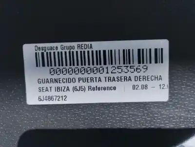 Автозапчастина б/у обликка задніх правіх дверей для seat ibiza berlina (6j5) bls посилання на oem iam 6j4867212  