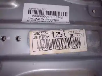 Second-hand car spare part rear right window regulator for peugeot partner (s2) * oem iam references 834802d052  