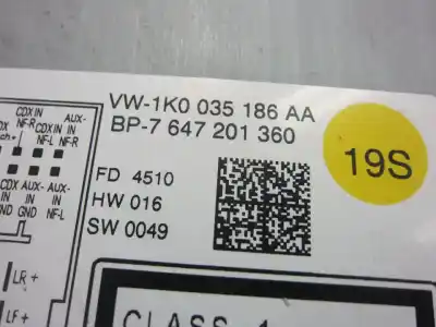 Second-hand car spare part audio system / radio cd for volkswagen touran (1t3) cay oem iam references 1k0035186aa  
