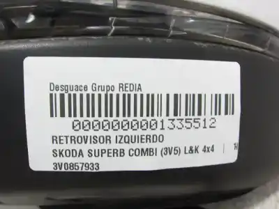 Автозапчастина б/у ліве дзеркало для skoda superb combi (3v5) dfh посилання на oem iam 3v0857933  