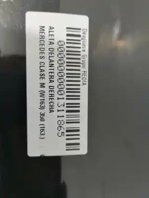 Автозапчастина б/у передне праве крило для mercedes-benz clase ml (bm 163) m112970 посилання на oem iam   