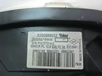Second-hand car spare part right headlight for renault kangoo i (f/kc0) k9k714 oem iam references 8200589033  