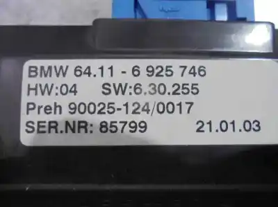 Peça sobressalente para automóvel em segunda mão comando de sofagem (chauffage / ar condicionado) por bmw serie 7 (e65/e66) 760li referências oem iam 64116925746  900251240017