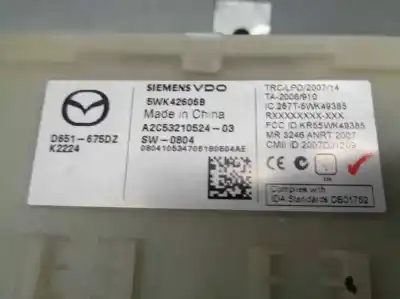 Автозапчастина б/у електронний модуль для mazda 2 lim. (de) 1.5 sportive посилання на oem iam d651675dz  5wk42606b