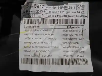 Автозапчастина б/у оббірка передніх дверей ліва для seat leon (5f1) 1.6 tdi посилання на oem iam 5f4867011afkz  5f4867011afkz