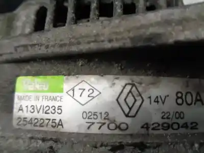 Автозапчастина б/у генератор для renault clio ii fase i (b/cbo) 1.6 initiale (b/cbod) 90 cv / 66 kw посилання на oem iam 7700429042  2542275a