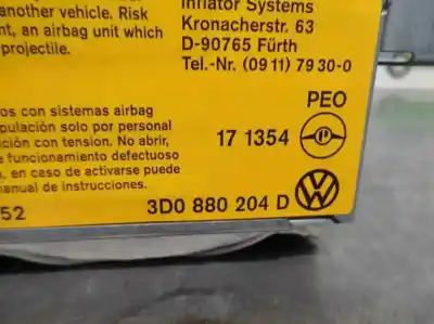 Автозапчасти б/у подушка безопасности передняя правая за volkswagen phaeton (3d2/3d8) 3.2 v6 24v ссылки oem iam 3d0880204d  