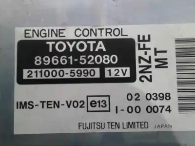 Second-hand car spare part ecu engine control for toyota yaris (ncp1/nlp1/scp1) 1.3 16v cat oem iam references 8966152080  2110005990
