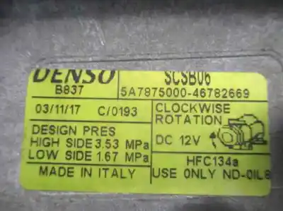 Second-hand car spare part air conditioning compressor for lancia ypsilon (101) 1.2 16v cat 80 cv / 59 kw oem iam references 46782669  scsb06