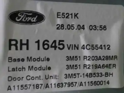 Second-hand car spare part passenger side right window regulator for ford focus c-max (cap) 2.0 tdci cat oem iam references 3m51r203a28mr  