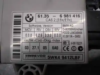 Second-hand car spare part electronic module for bmw serie 1 berlina (e81/e87) 116i oem iam references 61356981416  5wk49412lbf