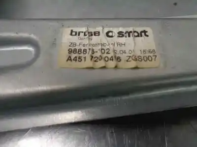 Peça sobressalente para automóvel em segunda mão elevador de vidros dianteiro direito por smart coupe fortwo coupe (45kw) referências oem iam a4517200646  