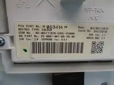 Автозапчастина б/у панель інструментів для peugeot 208 ii (ub_, up_, uw_, uj_) 1.6 hdi 90 (ub9hpa) посилання на oem iam 9805396180  9805341480