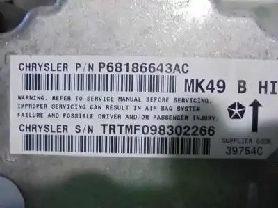 İkinci el araba yedek parçası hava yastigi kontrol ünitesi için jeep compass (mk49) 2.2 crd oem iam referansları 68186643ac  098602266 İkinci el araba yedek parçası hava yastigi kontrol ünitesi için jeep compass (mk49) 2.2 crd oem iam referansları 68186643ac  098602266