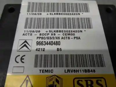 Автозапчастина б/у блок управління подушками безпеки для citroen c6 (td_) 2.7 hdi посилання на oem iam 9663440480  
