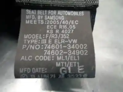 Peça sobressalente para automóvel em segunda mão cinto de segurança dianteiro esquerdo por ssangyong korando 2.0 td cat referências oem iam 7460134002  