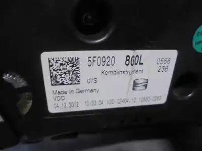 Автозапчастина б/у панель інструментів для seat leon (5f1) 1.6 tdi посилання на oem iam 5f0920860l  a2c53427456ak