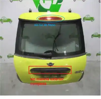 Peça sobressalente para automóvel em segunda mão porta da mala / tampa traseira por mini mini (r50,r53) 1.4 16v turbodiesel cat referências oem iam 