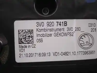 Автозапчастина б/у панель інструментів для skoda superb (3v3) active посилання на oem iam 3v0920741b  a2c53427456