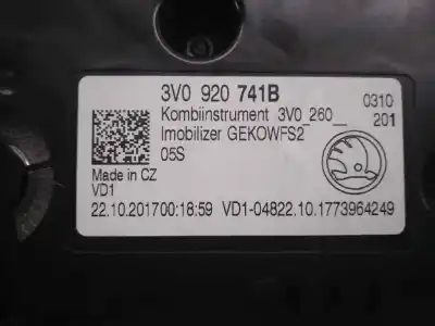 Автозапчасти б/у приборная доска за skoda superb (3v3) active ссылки oem iam 3v0920741b  a2c53427456