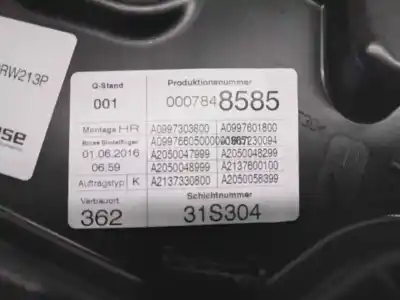 Автозапчастина б/у регулятор скла заднього правого для mercedes-benz clase e (w213) e 220 d (213.004) посилання на oem iam a2137306805  