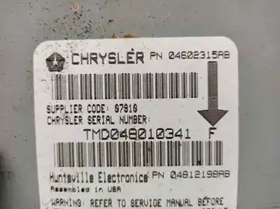 Автозапчастина б/у блок управління подушками безпеки для chrysler stratus berlina (ja) 2.0 le посилання на oem iam 04812198ab  tmd048010341f