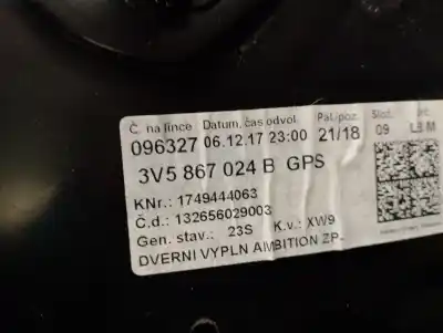 Second-hand car spare part right rear door trim for skoda superb iii (3v3) 2.0 tdi oem iam references 3v5867024  